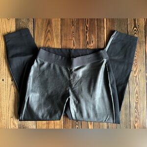 GAP • black faux leather leggings pull-on pant edgy chic night out moto style